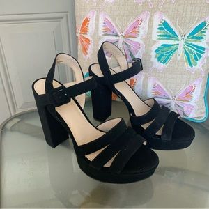 Limelight Black Crystal Open Toe Sandals